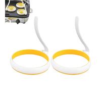 Anello per uova - Stampo rotondo antiaderente con manico | Set di 2 per pancake - 10,2 cm per colazione, panino, omelette, hamburger, per cucina, brunch, barbecue, campeggio, preparazione di