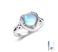 Anello per urna in argento Sterling con pietra di luna, per cenere, in filigrana, ideale come regalo per donne, Argento sterling, Nessuna pietra preziosa