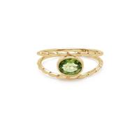 Anello peridoto argento sterling 925 placcato oro gambo diviso lunetta sfacce...