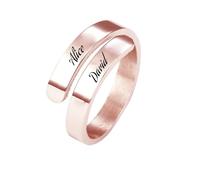 Anello personalizzato a spirale per donna in acciaio inossidabile regolabile con fascia aperta Anello con nomi incisi su misura Regalo personalizzato per coppia, mamma, sorella, migliore amica