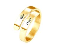 Anello personalizzato a spirale per donna in acciaio inossidabile regolabile con fascia aperta Anello con nomi incisi su misura Regalo personalizzato per coppia, mamma, sorella, migliore amica