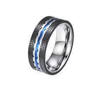 Anello Personalizzato, Anello Blu Donna Acciaio Inossidabile Taglia 22 8mm Plaid Custom Regalo per Figlia Valentines Day Gioielli