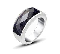 Anello Personalizzato, Anello Donna Blu Acciaio Inossidabile Taglia 15 7.8mm Fascia con Pietra Blu Custom Regalo per Figlia Valentines Day Gioielli
