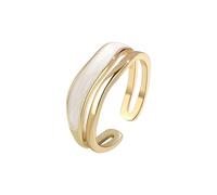 Anello Personalizzato Anello in metallo con gocciolamento di olio retrò a doppio strato Personalità creativa femminile Anello regolabile aperto con temperamento semplice e versatile (Gold, 0.65cm)