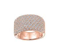 Anello personalizzato con micro pavé di zirconi cubici AAA, cocktail, anniversario, ampio pavé CZ, dichiarazione di anniversario, 1/2 eternità, per matrimonio, per donne, placcato in oro rosa, argento