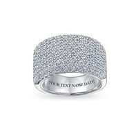 Anello personalizzato con micro pavé di zirconi cubici AAA per cocktail, anniversario, ampio pavé CZ, dichiarazione di anniversario 1/2 eternità, per matrimonio, per donne, in argento sterling .925,