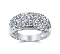 Anello personalizzato con micro pavé di zirconi cubici AAA per cocktail, anniversario, ampio pavé CZ, dichiarazione di anniversario, 1/2 eternità, cupola, fede nuziale per donne in argento sterling