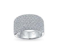 Personalizzato Micro Pave Aaa Cubic Zirconia Cocktail Anniversary Cz Pave Ampio Anniversary Statement 1/2 Eternity Wedding Band Ring Per Donne .925 Sterling Silver Personalizzabile