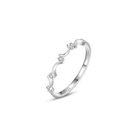 Anello personalizzato con nome, gioielli in argento premio 3 mm, pietra preziosa impilabile con luna misura per zia elegante, 49, Argento sterling, Zirconia cubica