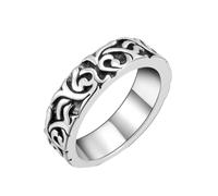 Anello Personalizzato Donna, Anello Argento Semplice Acciaio al Titanio Taglia 22 7mm Fiore D'Epoca Custom Regalo per Fidanzata Mother'S Day Gioielli