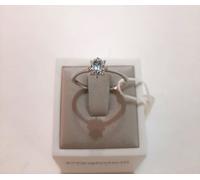 ANELLO PG GIOIELLI Solitario ACQUAMARINA E DIAMANTI Oro Bianco 18 Kt 750% Ovale