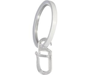 Anello piatto Ø 4 cm con gancio per bastone tenda Ø 2 cm bianco 10 pz Bianco