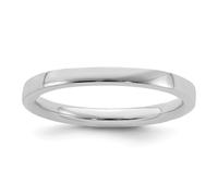 Anello Piatto Impilabile In Argento Sterling Placcato In Rodio Lucido Tg 5 - 10