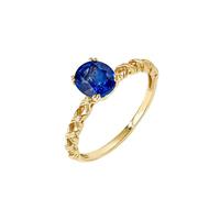 Anello Pietra Azzurra Donna Anello Fede Nuziale Oro Giallo 18 Kt Fascia a Croce Cava con Zaffiro Ovale da 0,8 CT Numero 17 Solido Non Placcato Aggiornamento 3.0 per Sorella Anniversario Gioielli