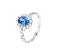 Anello Pietra Zaffiro Anelli di Fidanzamento Oro Bianco 9K Infinito con Fiore Ovale Rubino 0,9 CT e Diamante 0,35 CT Numero 23,5 Solido Non Placcato Premio per Sorella Festa Della Mamma Gioielli
