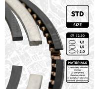 Anello Pistone per Renault Dacia Smart 1,3 1,2 A2000300124 2000300124 120339614R