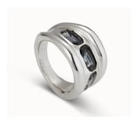 Anello placcato argento Sterling e 3 cristalli grigi