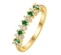 Anello placcato oro 14 carati tempestato di diamanti: combinazione multi-gioiello, anello stile versatile, regalo per le donne