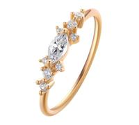 Anello placcato oro 14 carati tempestato di diamanti: combinazione multi-gioiello, anello stile versatile, regalo per le donne