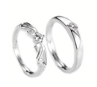Anello Pollice Pietra Gioielli Argento 925 Argento Sterling Ali D'angelo Regolabile Popolare per Coppia Unisex Zia Fidanzamento, Réglable, Argento Sterling S925, Zirconia cubica