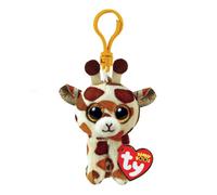 Ty Portachiavi peluche Beanie Boos Stilts (Giraffa) 12 cm Marrone e Bianco occhioni glitter