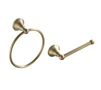 Anello portasciugamani 2 in 1 in ottone anticato e barra portasciugamani di carta, design rotondo vintage, elegante decorazione per la casa per bagno e cucina, facile da installare