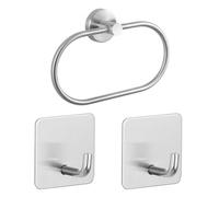 Anello Portasciugamani Ovale In Acciaio Inossidabile Da 1 Pezzo E Ganci Autoadesivi Da 2 Pezzi, Ganci Da Bagno, Ganci In Metallo, Ganci Appendiabiti, Accessori Per La Casa
