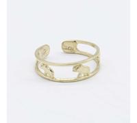 Anello Portatallone Dorato 10K Con Design Multi Elefanti Senza Pietre