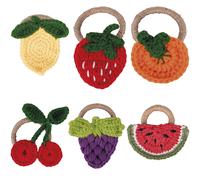 Anello portatovagliolo, design frutta, in legno e cotone, Fruit Life