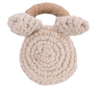 Anello portatovagliolo, design gatto, in legno e cotone avorio, Crochet