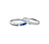 Anello prenom personalizzato Set di anelli blu da donna in argento Sterling 925 stelle regolabili popolari per coppia unisex zia fidanzamento gioielli, Réglable, Argento sterling, Nessuna pietra