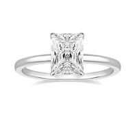 Anello promise per donna Moissanite, 9 K/14 K, Au375/Au585, 7 x 9 mm, forma rettangolare, moissanite, idea regalo, 45 (14.3), Oro bianco 14 carati, Moissanite