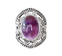 Anello Ragazza 12 Anni Anello con Argento antico intarsiato di cristallo colorato con gioielli a mano da uomo retrò da donna anziana Cambia Colore Umore (Purple, 12)