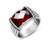 Anello Ragazza, Anelli in Acciaio Inossidabile Donna Taglia 17 5.4mm Pietra Rossa D'Epoca Personalized Regalo per Figlia Anniversary Gioielli