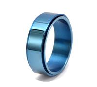 Anello Ragazza, Anello Blu Uomo Acciaio Inossidabile Taglia 12 8mm Lucido Girevole Custom Regalo per Figlia Valentines Day Gioielli