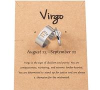 Anello Ragazza Anello di costellazione zodiacale in acciaio inossidabile per coppia donna uomo dichiarazione aperto amicizia BBF regalo di gioielli compleanno set 2 pezzi (L, One Size)