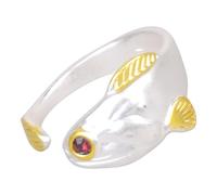 Anello regolabile a forma di animale, opera d'arte a forma di pesce dorato, bicolore, gioielli in lega leggera, da indossare tutti i giorni, anello a doppio colore