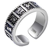 Anello regolabile, anelli sterling segni zodiacali anelli regolabili mistero retrò antichi sterling regolabili anelli regali per uomini ragazze femminile eternità anelli