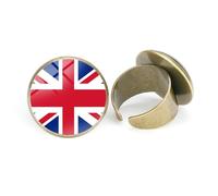 Anello Regolabile Anello Con Stampa Bandiera Della Madrepatria,Anello In Vetro Convesso Con Bandiera Del Regno Unito,Anello Regolabile Con Dichiarazione D'Amore Nazionale,Gioielli Forniti Con Con