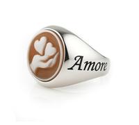 Anello regolabile argento 925 rodiato cammeo cuore - AMORE - detto napoletano ’E figlie so’ ppiezz’ ’e core | Collezione Parole ’e Core Napoli gioiello artigianale unisex uomo donna