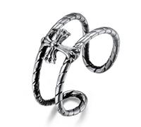 Anello regolabile con apertura a croce in Europa e Stati Uniti, anello retr貌 da uomo in acciaio al titanio con croce.