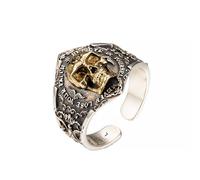 Anello Regolabile con Teschio In Argento 925, Gioiello Vintage Gotico Punk per Uomo e Donna, Stile Unisex da Motociclista e Rocker(M)