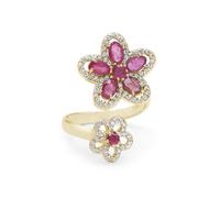 Anello regolabile con topazio bianco rubino, design ovale bypass, stile vintage, in argento Sterling 925, gioiello da donna, 51(16.2),K1/2, Gemma, Rubino