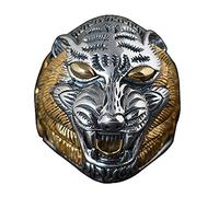 Anello regolabile da donna, argento sterling S925, retr貌, creativo, con testa di tigre dorata, stile gotico, punk, regolabile, aperto, anello per nocche, anello per dita dei piedi