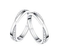 Anello regolabile da uomo in argento, anello 925 da uomo con nastro di Möbius regolabile da donna, Ajustable, Argento 925/1000, zirconia cubica