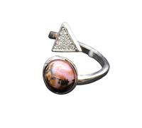 Anello Regolabile Donna, 1 Anello In Cristallo Naturale Per Donna, Con Cinturino Aperto Per Il Pollice, Regolabile, Con Pietra Preziosa A Triangolo, Fatto A Mano, Gioiello Spirituale Con 7 Chakra, Re