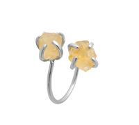 Anello Regolabile Donna, Anello In Cristallo Naturale Da Donna, Con Apertura Per Il Pollice, Regolabile, Con Doppia Pietra Preziosa Irregolare, Gioiello Spirituale Fatto A Mano Con I 7 Chakra, Regalo
