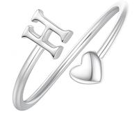 Anello Regolabile Donna Argento 925 Anelli Iniziali Regolabili Per Donne E Ragazze In Argento Impilabili Con Iniziale A Forma Di Cuore Con Alfabeto Dalla A Alla Z Regolabili Con Fascia Per Il Pollic