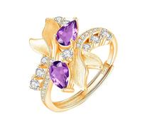 Anello Regolabile Donna Argento 925 Anelli Massicci Con Foglia Di Ramo D'Ulivo Placcati In Oro 14 Carati Fascia Avvolgente Per Il Pollice Zirconi Cubici Fascia Per Anniversario Gioielli Regolabili R