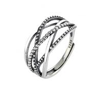 Anello Regolabile Donna Argento 925 Anello Celtico Intrecciato A Strati Con Nodo D'Amore Per Donna,In Argento,Vintage,Con Fascia Per Il Pollice Intrecciata,Elegante,Regalo Per Matrimonio,Con Scatola